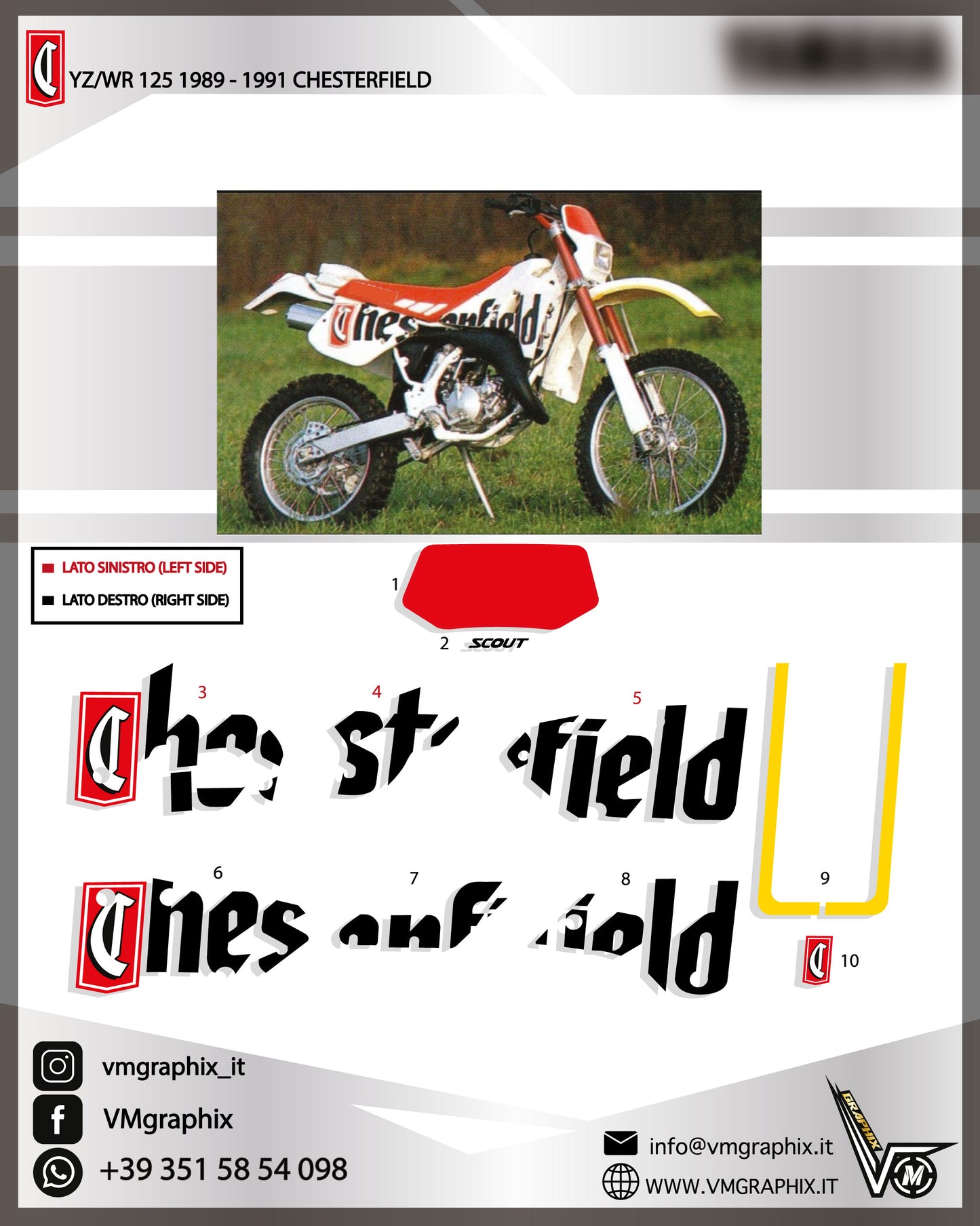 YZ WR 125 CHESTERFIELD 1989 - 1991
